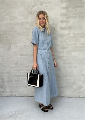 Sauda ss long kjole Light Blue Washed Gestuz 